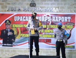 Kapolres AKBP Yudi Frianto Pimpin Upacara Korps Raport Kenaikan Pangkat Pengabdian