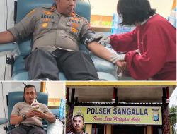 Polsek Sangalla Donor Darah Tolong Pasien Laka di RS Lakipadada