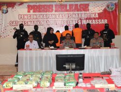 Polrestabes Makassar Gagalkan Peredaran 43,6 Kg Sabu dan 11.468,5 Ekstasi