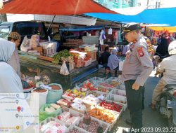 Polsek Mattiro Bulu  Gelar Giat Patroli serta Imbau Jaga Kamtibmas di Pasar Tradisional Kariango