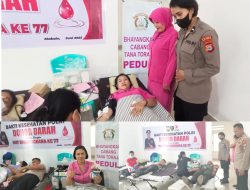 Polres Tator Donor Darah Sambut HUT Bhayangkara Ke-77