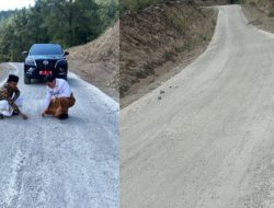 Belum Setahun Rabat Beton Jalan ke Ollon Rusak