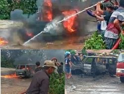 Isi BBM Gunakan Jerigen,  Mobil Minibus Terbakar di Kasimpo