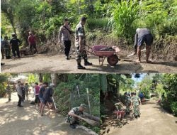 Koramil 01 Makale Bersihan Jalan dan Saluran Air di Lapandan