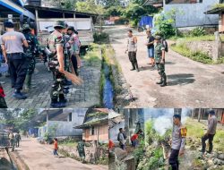 Bakti TNI Koramil 08 Bongkar Bersihkan Jalan Poros Lembang Buakayu