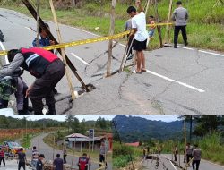Jalan ke Toraja Airport Amblas Polisi Pasang Police Line