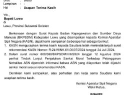 KASN Sampaikan Ucapan Terimakasih Kepada Kepala BKPSDM Luwu