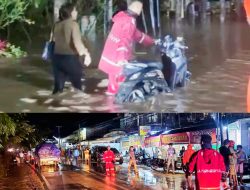 Patroli Presisi Polres Torut Gercep Evakuasi Warga Terjebak Banjir