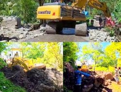 Pemda Tator Kerahkan Dua Alat Berat Evakuasi Material Longsor di Jalan Poros Buakayu