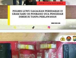 Polres Luwu Bekuk Dua Pengedar Sabu 22 Gram di Ponrang Tanpa Perlawanan