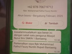 Catut Nama Bupati Bantaeng Uji Nurdin Via WhatsApp, Masyarakat Diminta Waspada Penipuan